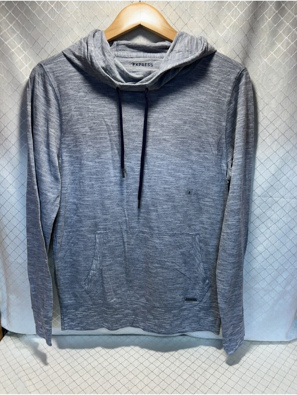 NWT Express Men's Small Blue Heathered Pullover Hoodie